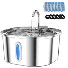 PEKTACO fuente para gatos en acero inoxidable con capacidad 3.2L, agua fresca al instante.