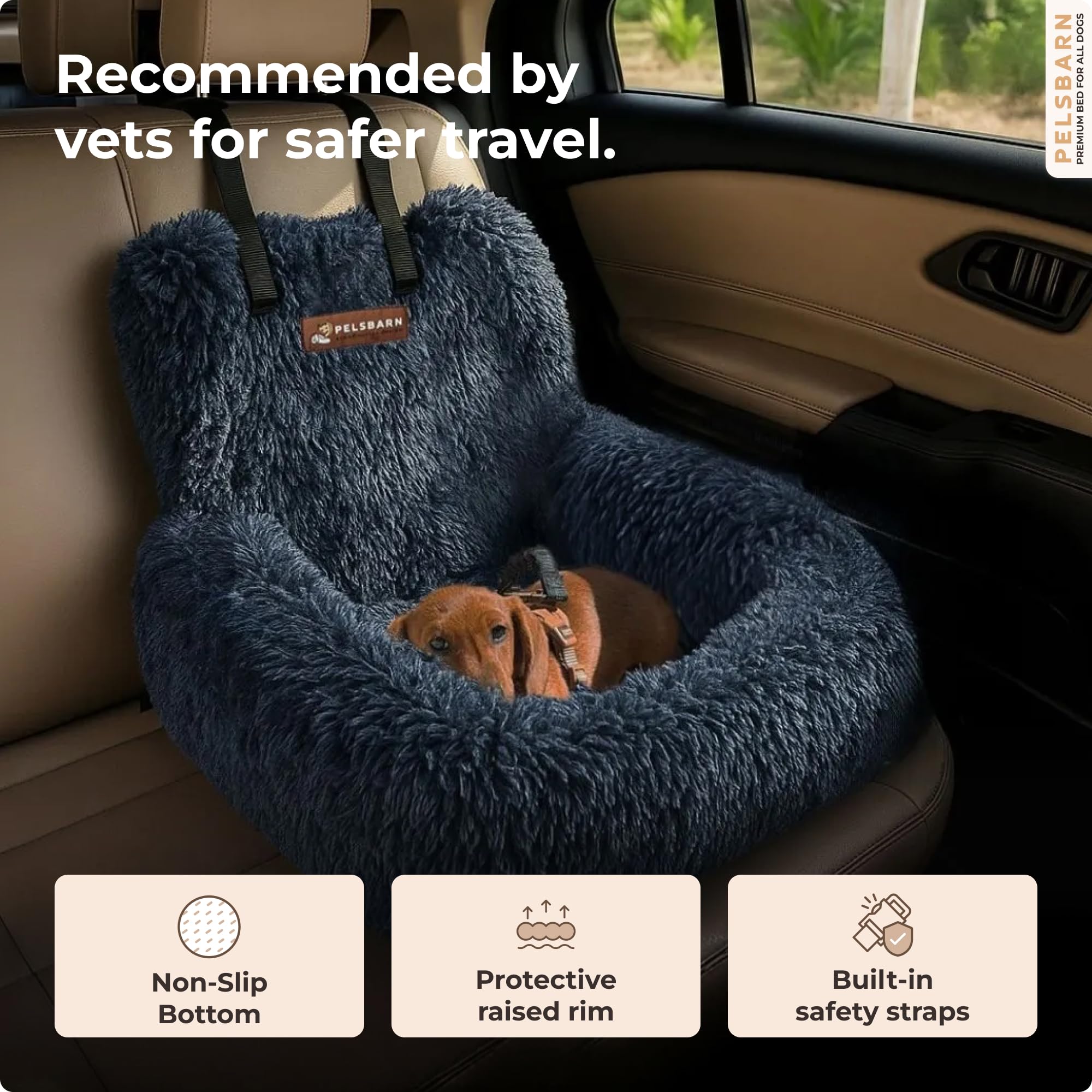 Pelsbarn: rebordes elevados que abrazan cabeza y cuello para mayor seguridad.