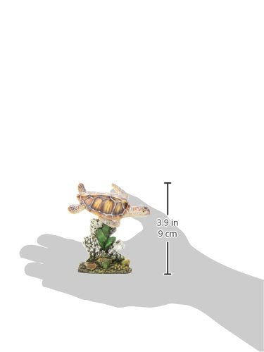 Penn-Plax tortuga marina con base decorativa de plantas y conchas, ideal para tanques pequeños.