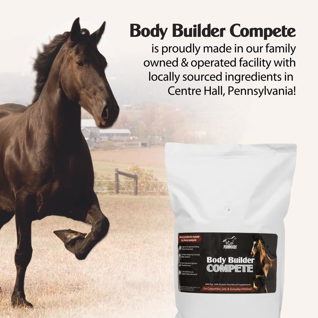 Pennwoods Body Builder Compete, fórmula alta en grasa y proteína para condición corporal.
