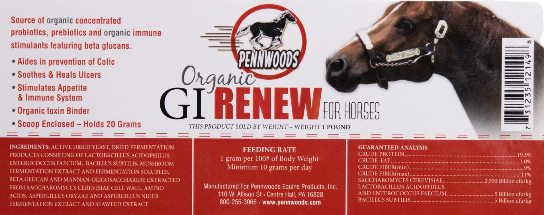 Mezcla digestiva de Pennwoods GI Renew en el comedero.