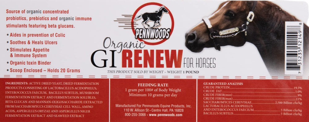 Mezcla digestiva de Pennwoods GI Renew en el comedero.