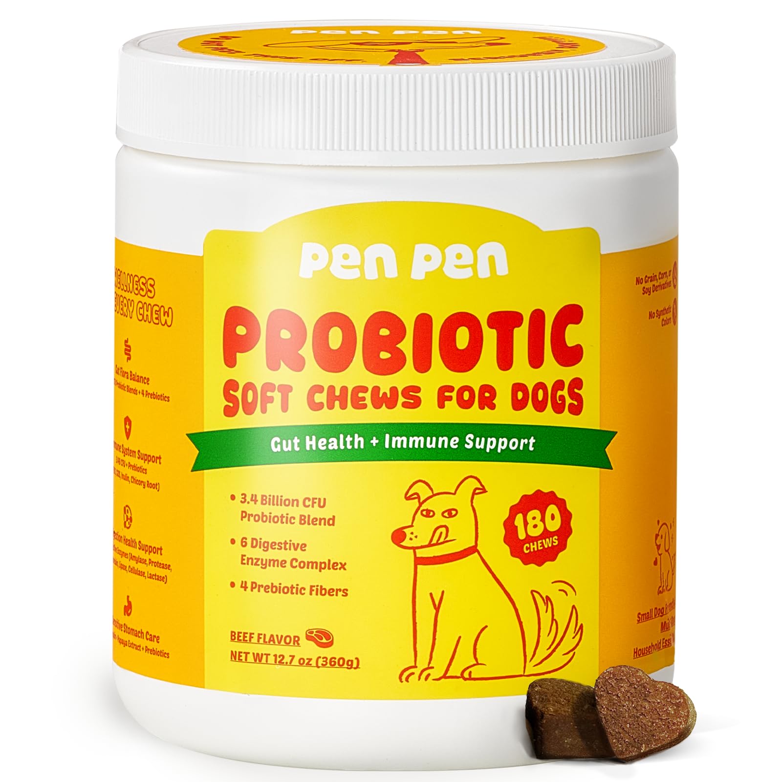 PENPEN Probióticos para perros: botella mostrada, soporte digestivo suave para tu mascota.