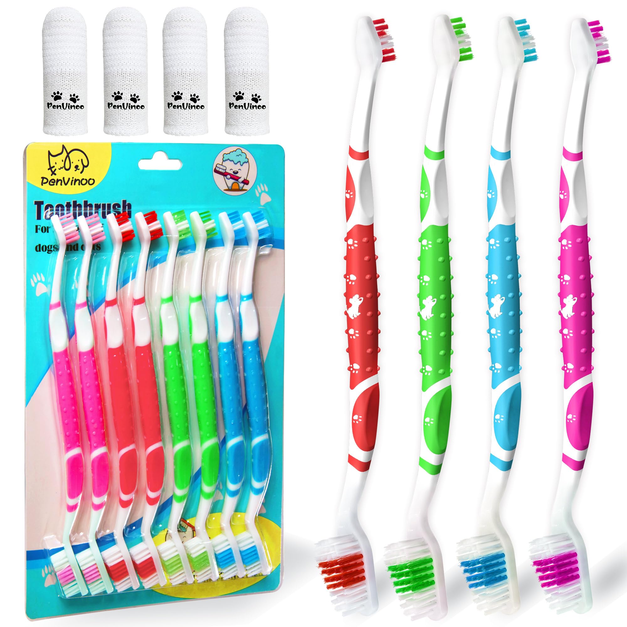 PenVinoo cepillo dental para perros de doble cabeza facilita la limpieza completa.