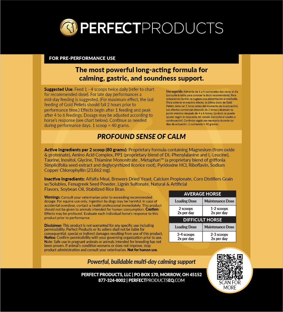 Sistema Calma de Perfect Prep EQ Gold Pellets para estabilidad diaria.