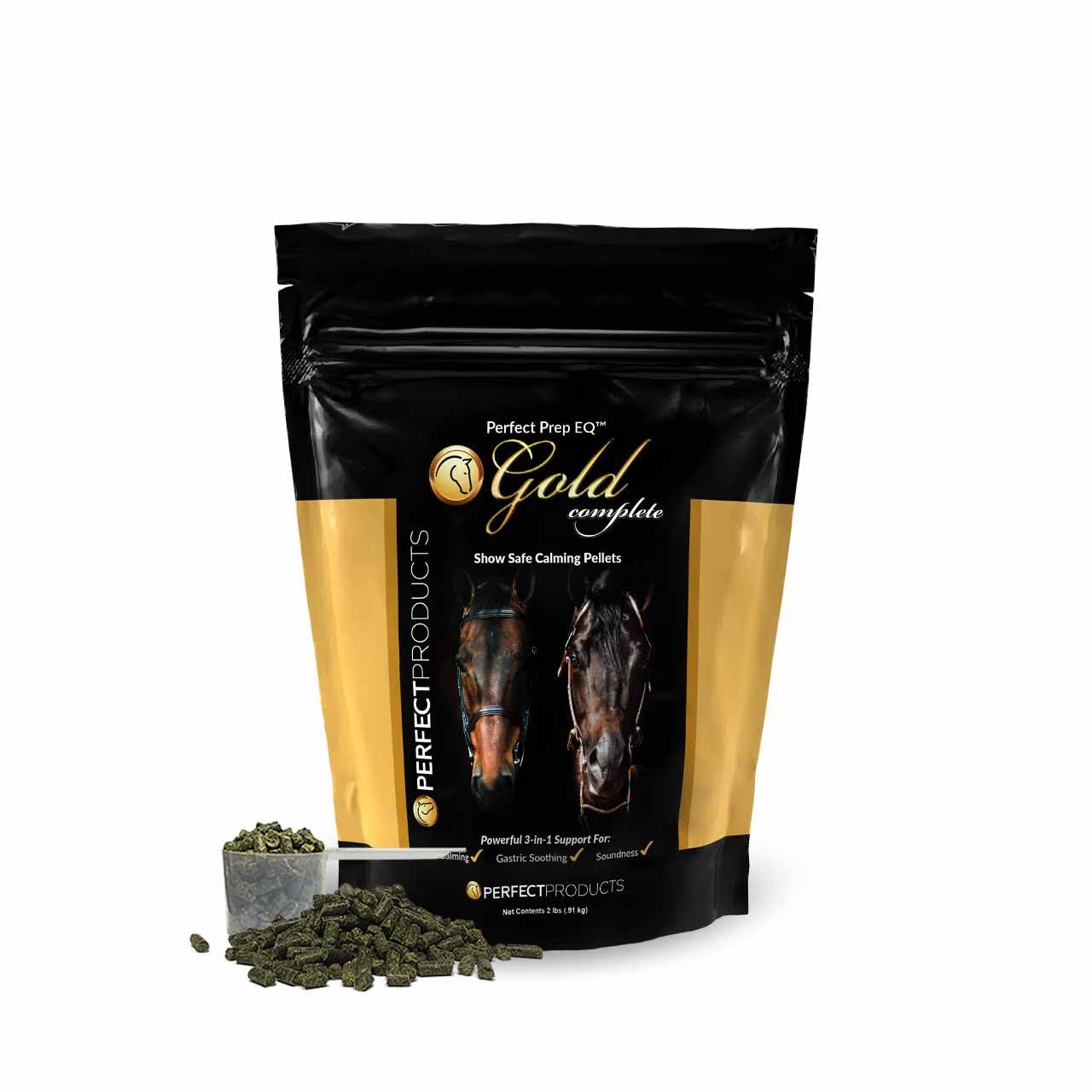 Uso diario de Perfect Prep EQ Gold Pellets como parte del plan Calma.