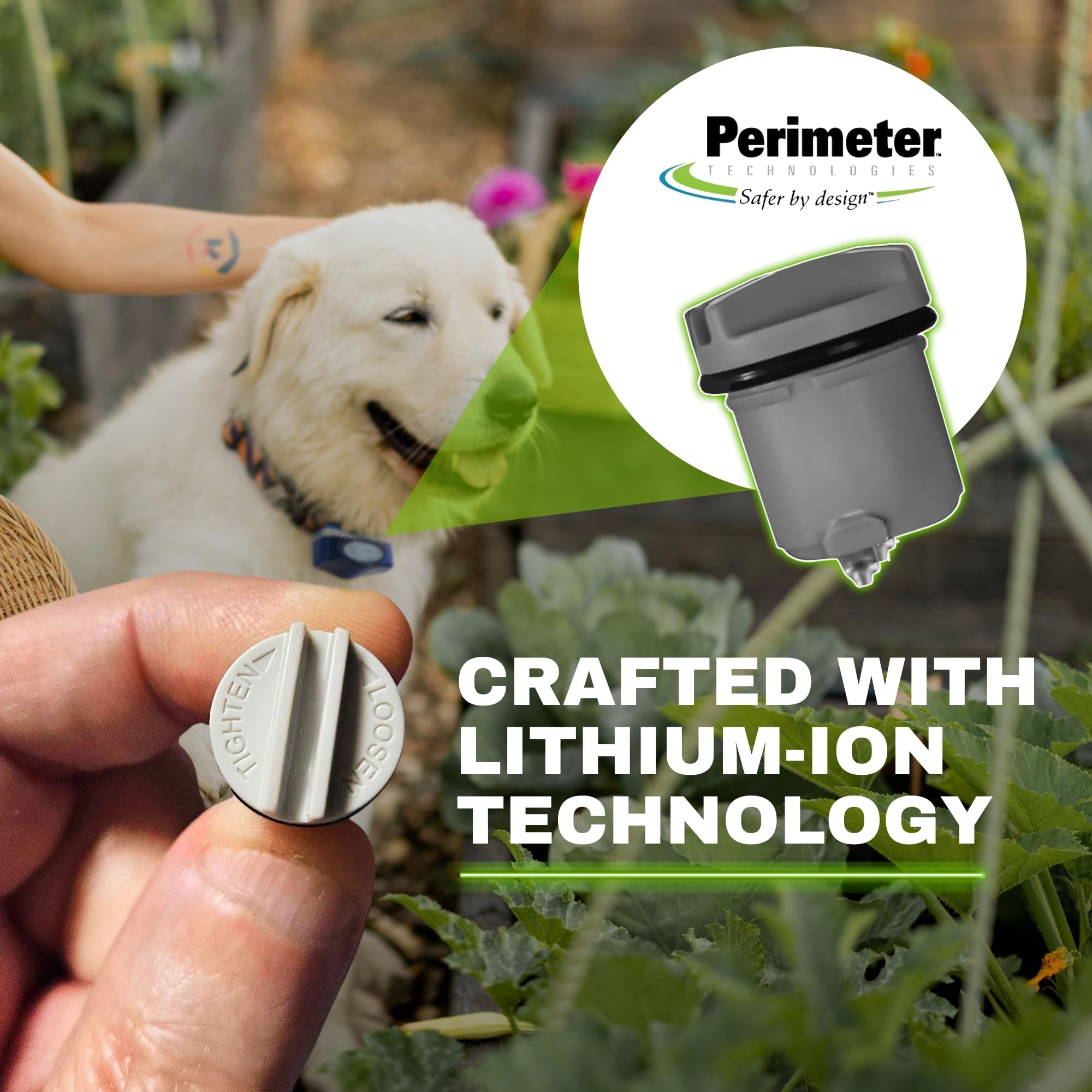 Batería lithium-ion Perimeter Technologies, collar ligero y eficiente