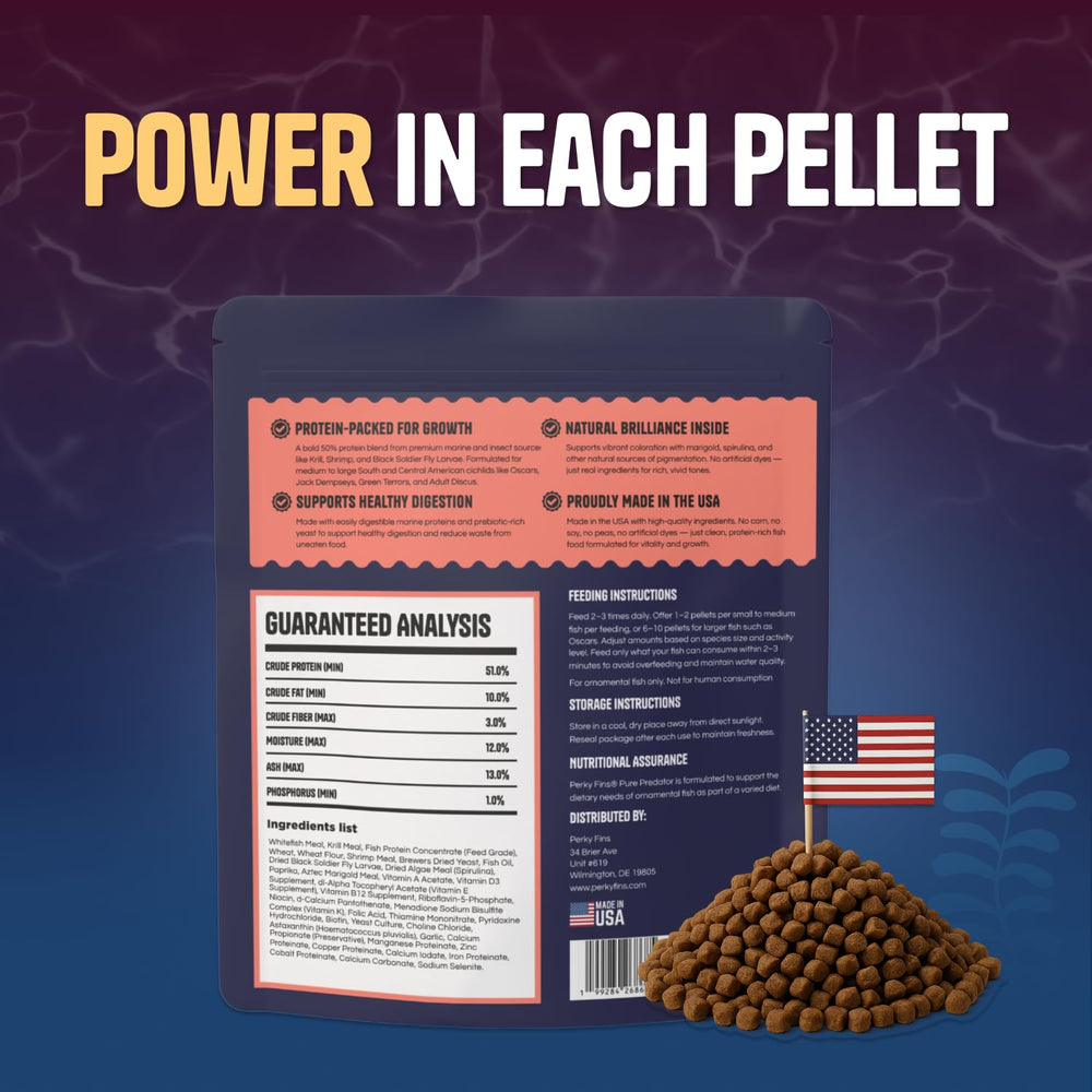 Perky Fins gránulos depredador para cíclidos: alimento de acuario para un ecosistema equilibrado.