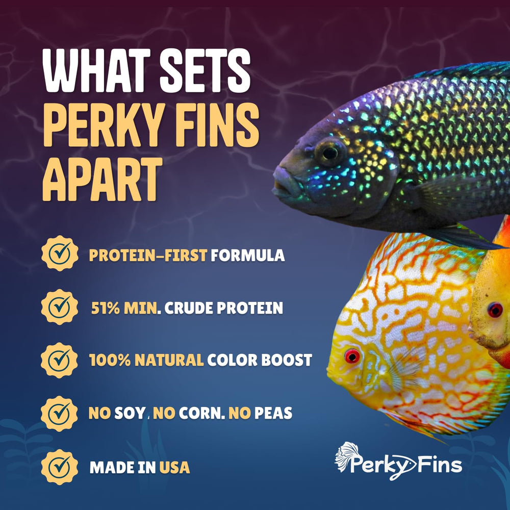 Perky Fins gránulos depredador para cíclidos: sin maíz ni soja, fórmula carnívora.