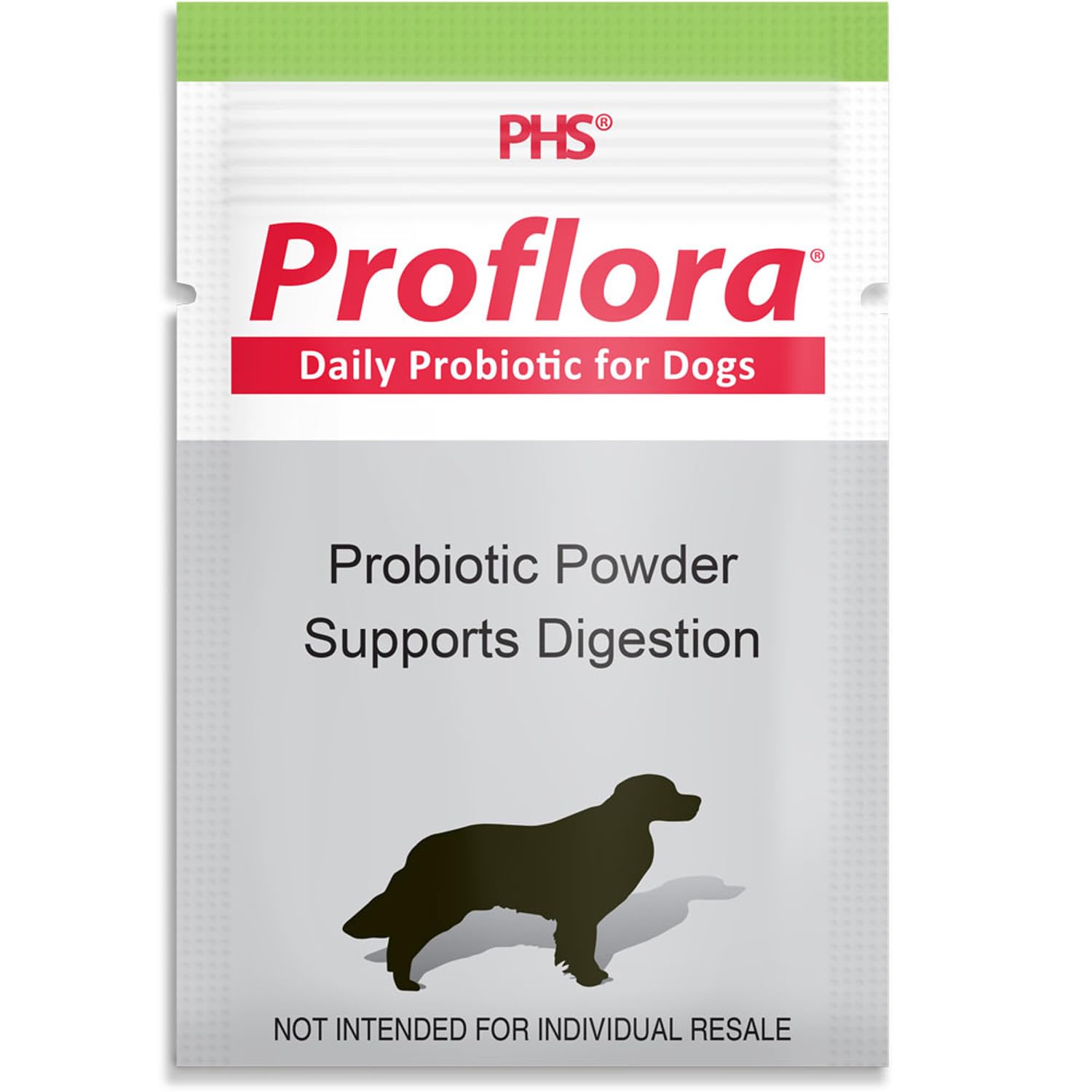 Perro comiendo con Proflora espolvoreado en su comida