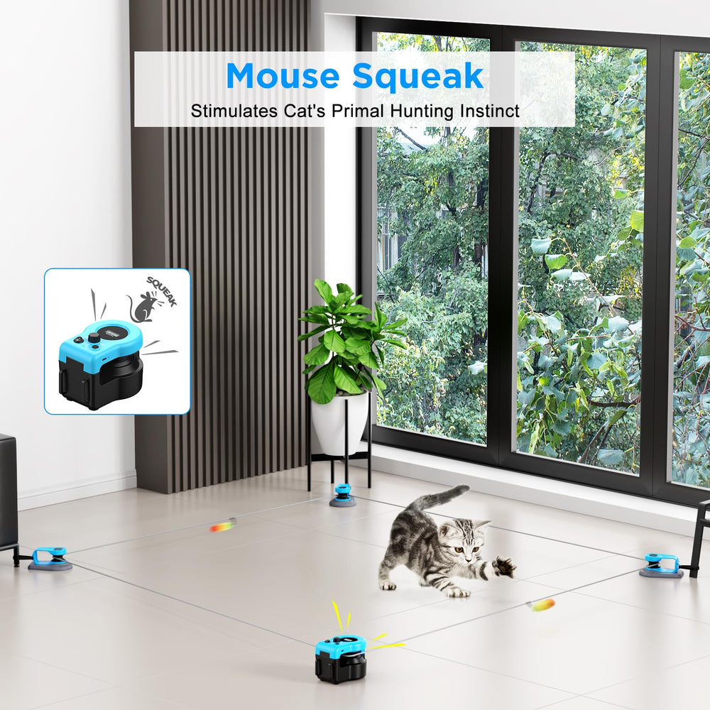 Pet Deluxe Juguete Gato Rutas personalizadas con cuerda de 60 m para correr