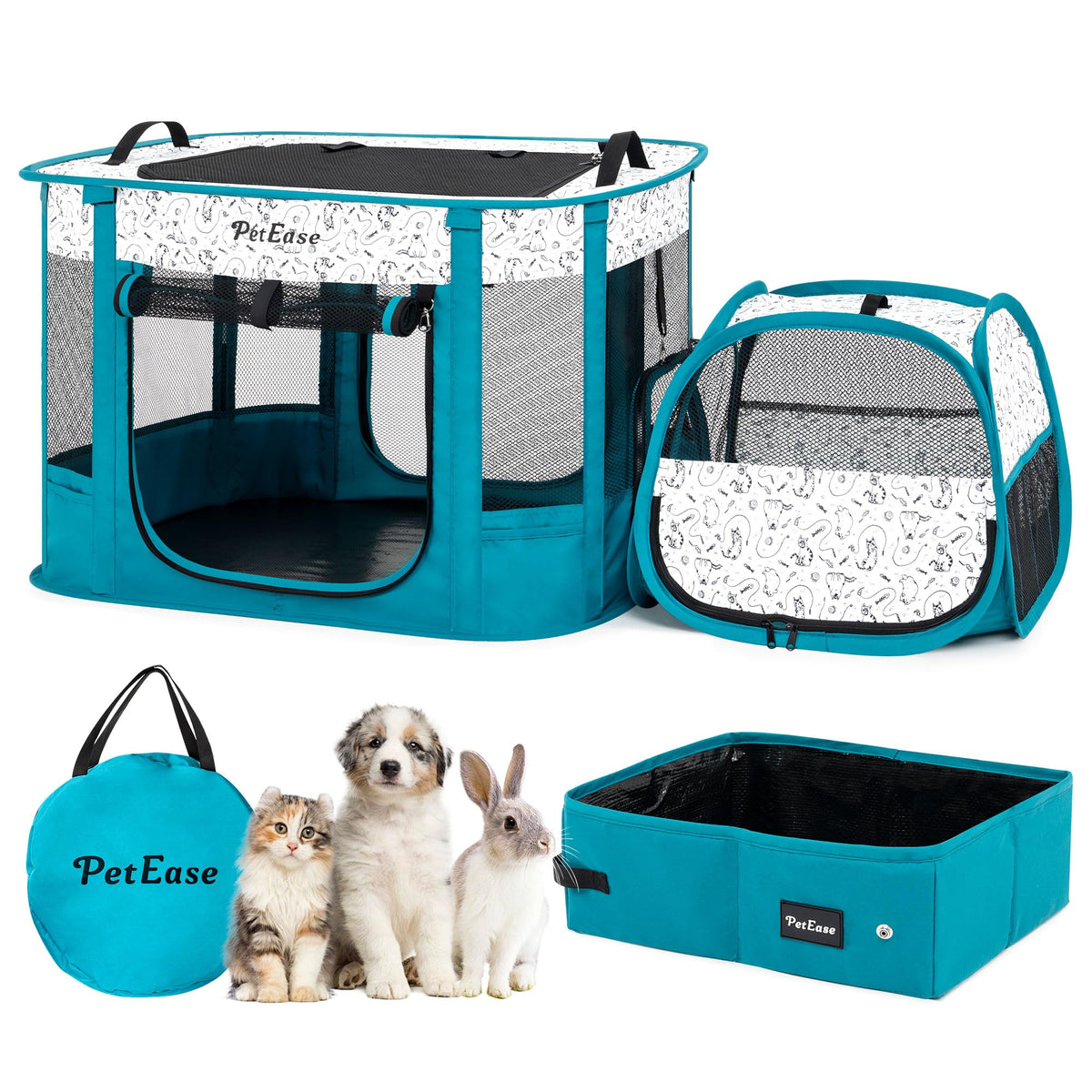PETEASE jaula para gatos portátil con arenero para ambientes limpios y ordenados.