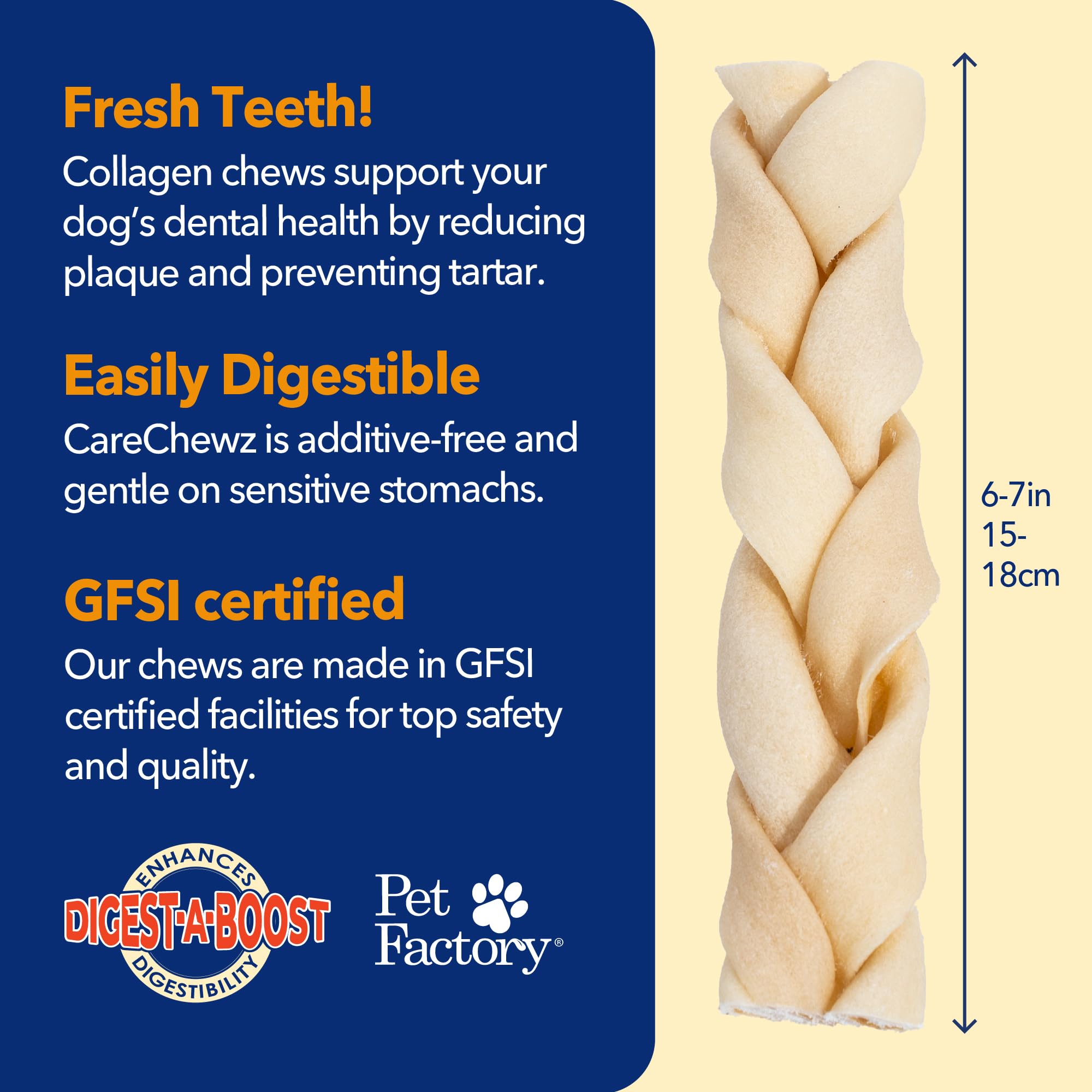 CareChewz de Pet Factory apoya la salud articular al masticar regularmente.