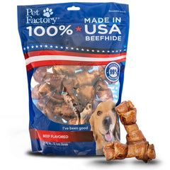 Pet Factory Hueso nudo de piel de res 4 pulgadas para masticar y entretener.