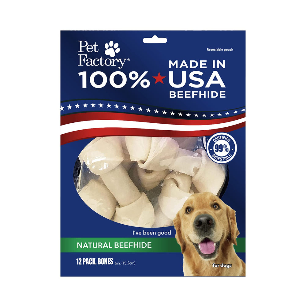 Pet Factory hueso nudo de res 6 pulgadas para masticación duradera