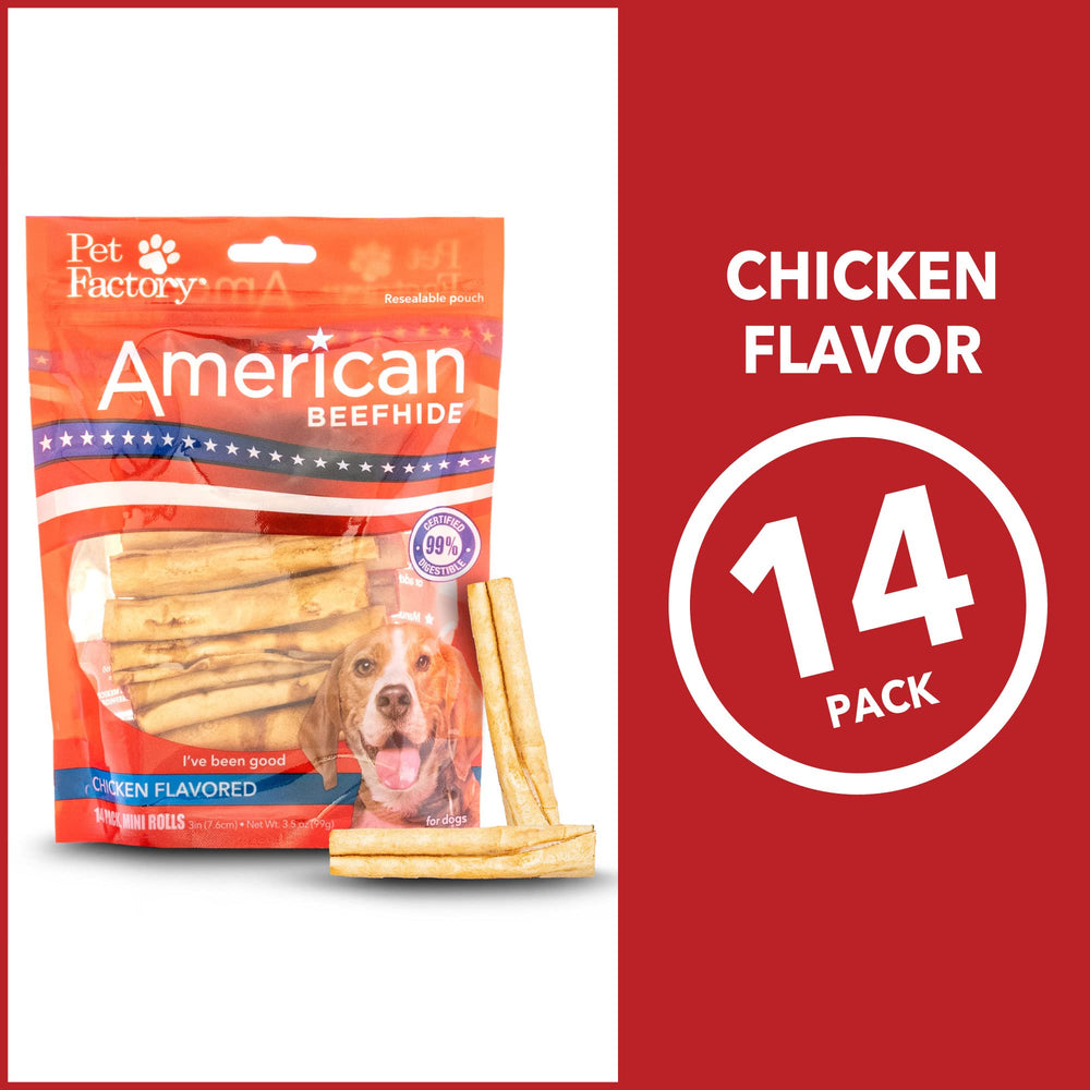 Rollos mini de cuero americano con sabor a pollo para mordidas seguras