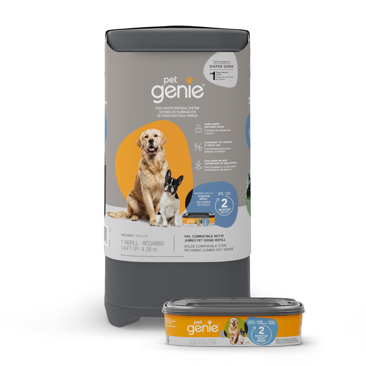 Pet Genie Pail en exterior con control de olores para jardín