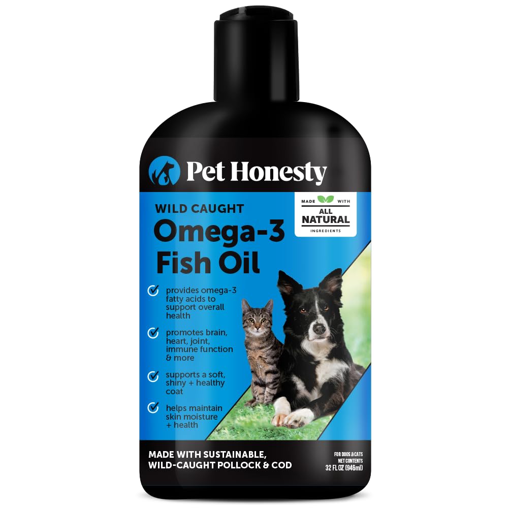 Pet Honesty aceite de pescado salvaje en bote, promueve pelaje suave