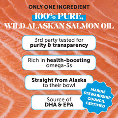 Aplicación diaria de Aceite de Salmón Wild Alaska sobre la comida de la mascota.