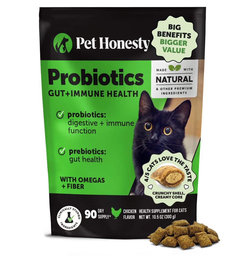 Pet Honesty Cat Probiotics: golosinas crujientes y cremosas para digestión diaria