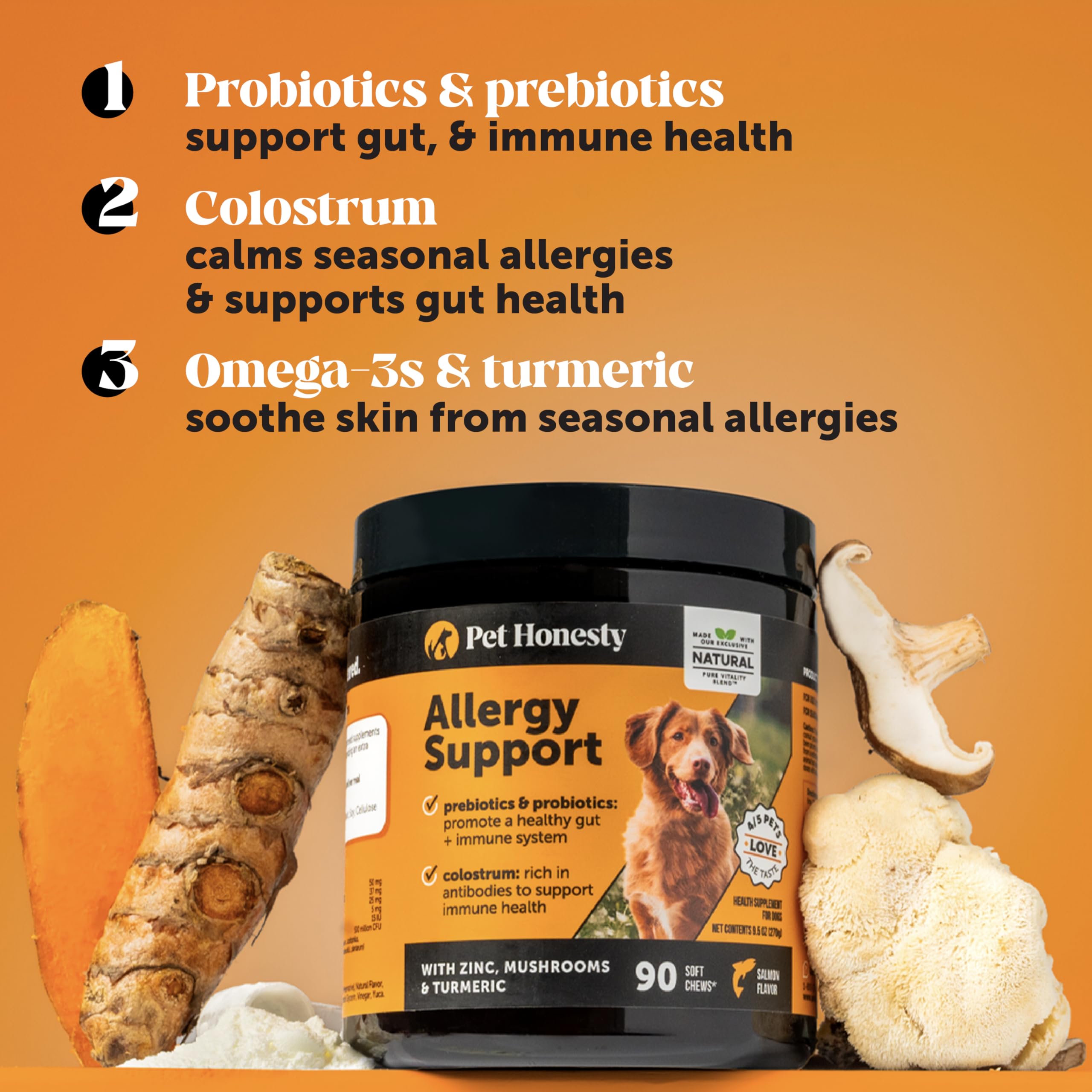 Pet Honesty colostro para perros, refuerzo inmune natural.