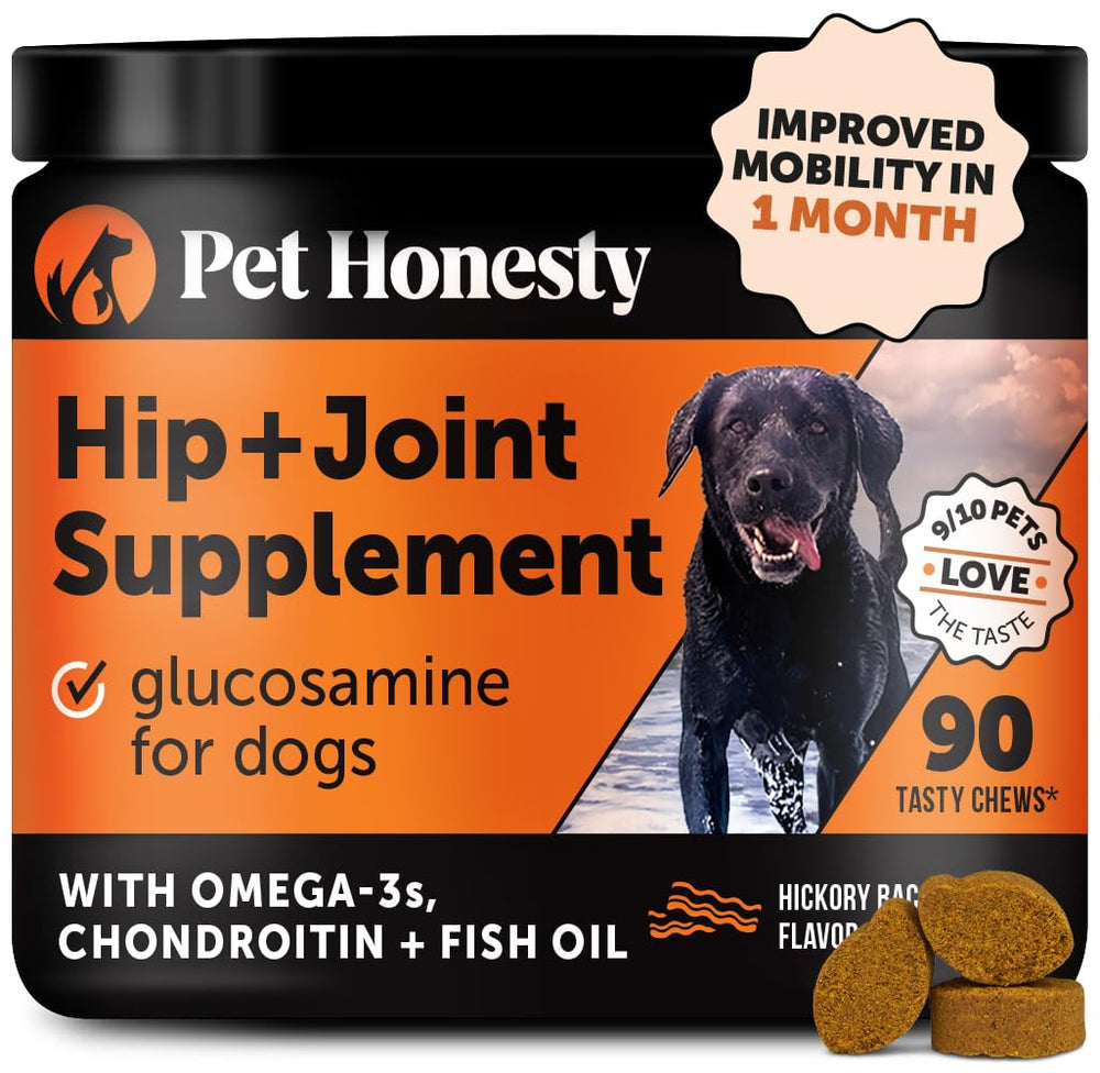 Pet Honesty Cuidado de cadera y articulaciones para perros, sabor tocino, favorece movilidad diaria.
