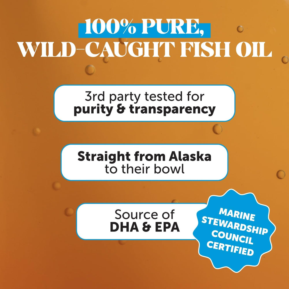 Etiqueta Pet Honesty, aceite de pescado salvaje, EPA y DHA para salud general