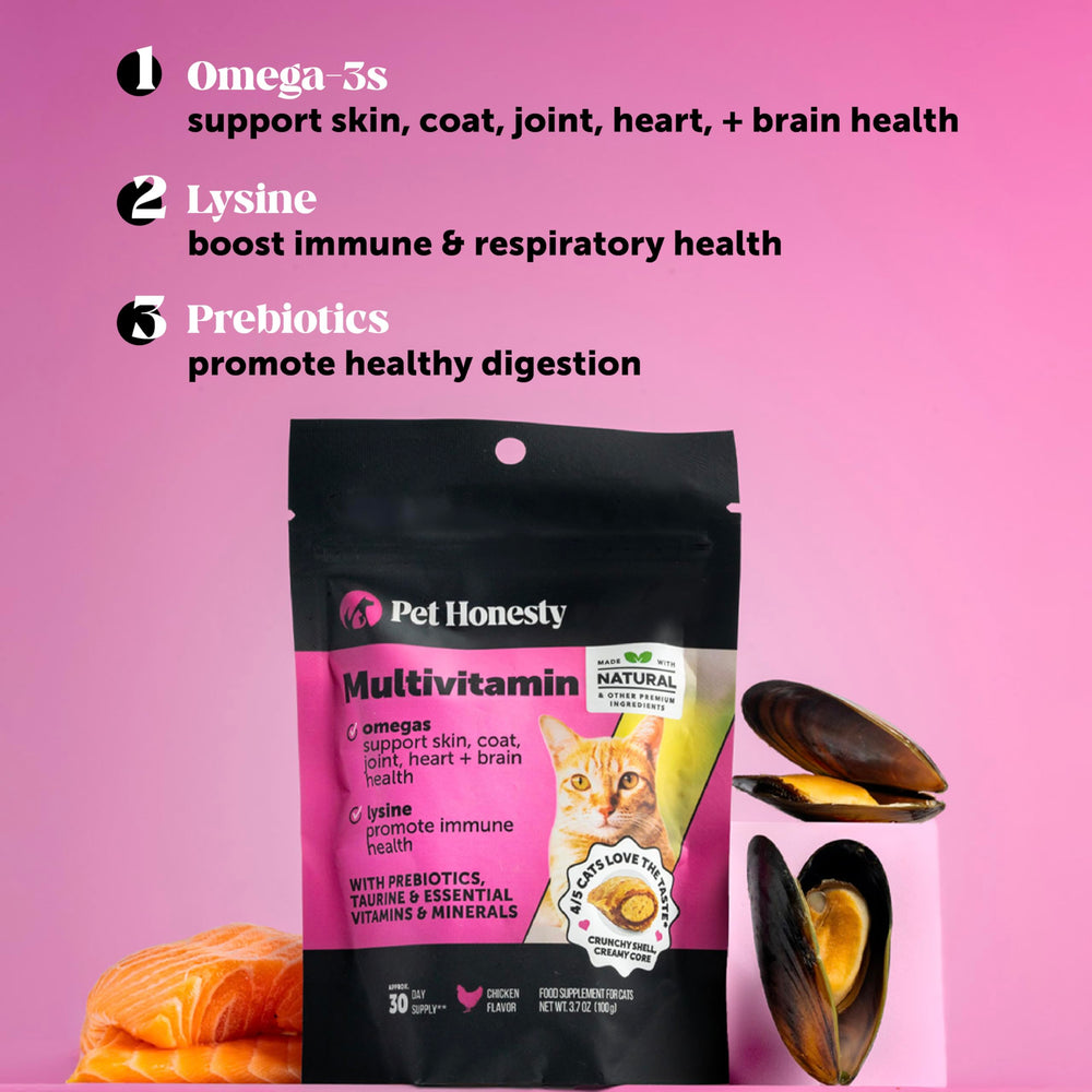 Pet Honesty Gatos Multivitamin, empaque original atractivo para gatos