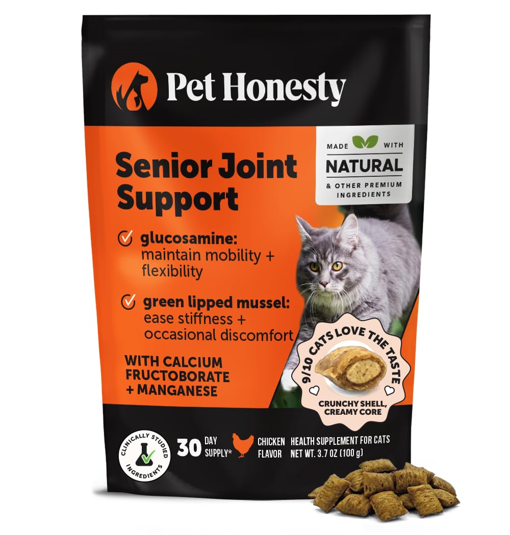 Friandises Hip + Joint Pet Honesty, texture croquante et crémeuse soutenant la mobilité.