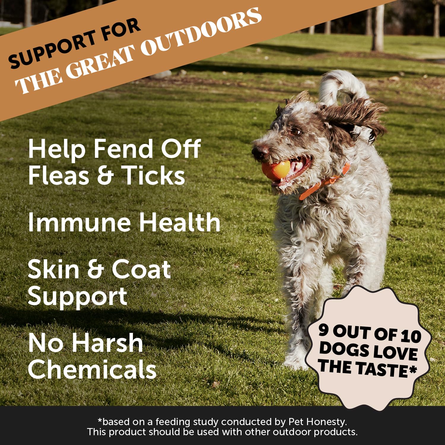 Pet Honesty Outdoor Defense sabor bacon natural, refuerzo diario sin químicos