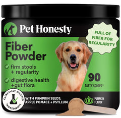 Pet Honesty: empaque del polvo de fibra para perros, ideal para el soporte digestivo.