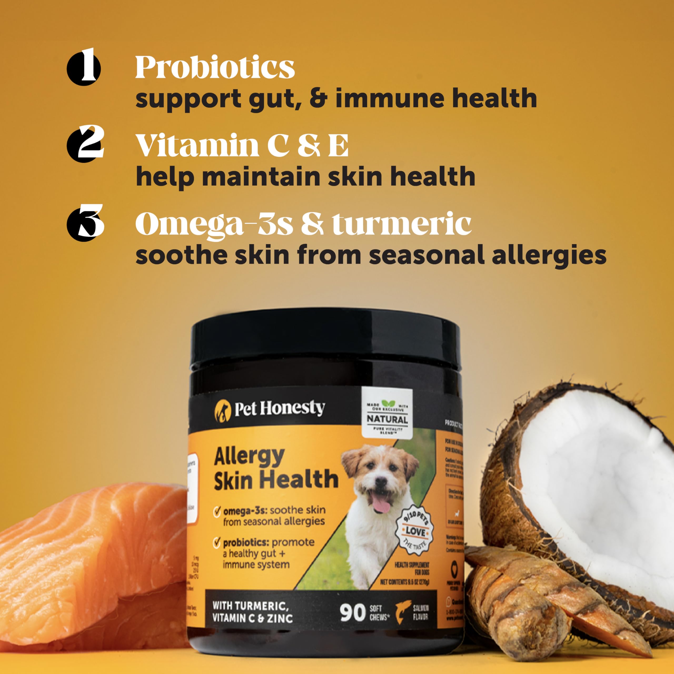 Pet Honesty probióticos para digestión equilibrada y sistema inmune.