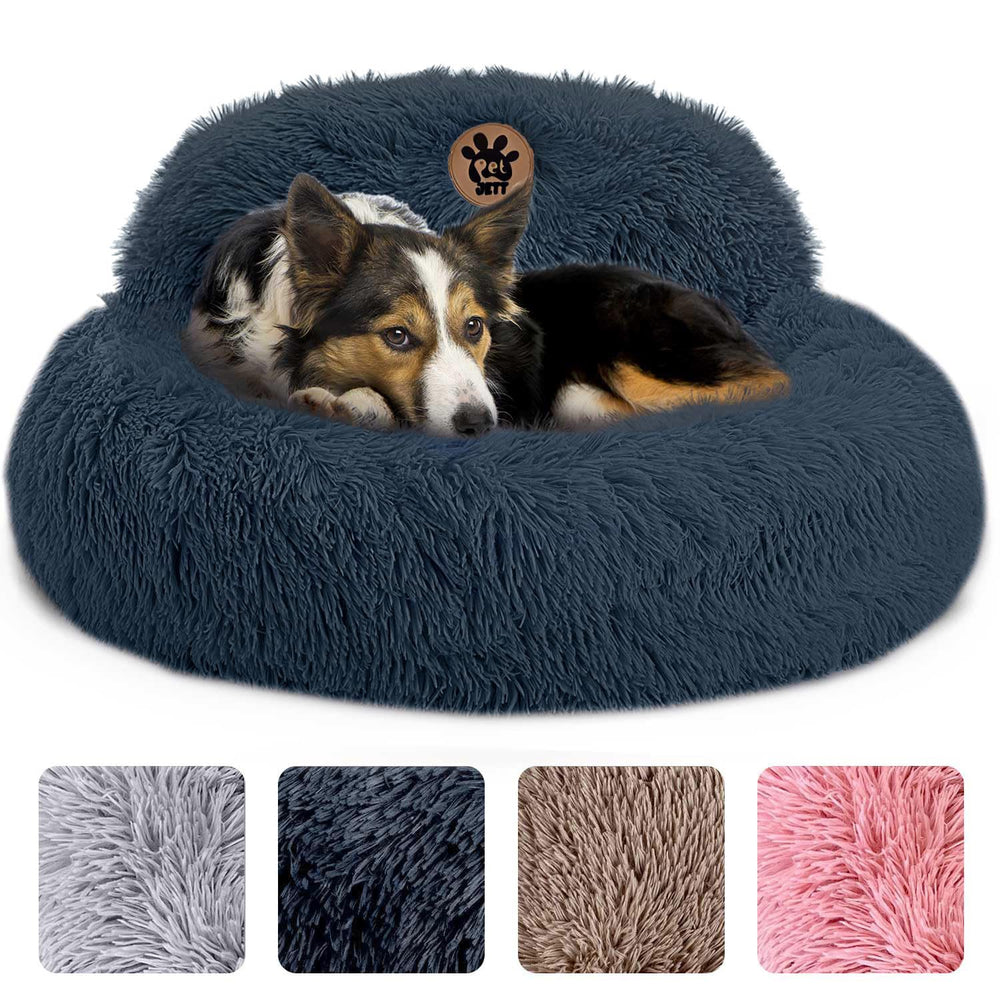 PET JETT washable round dog bed with plush surface for cozy naps