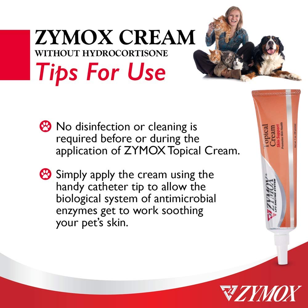 ZYMOX textura tópica fácil de aplicar sin limpieza previa.