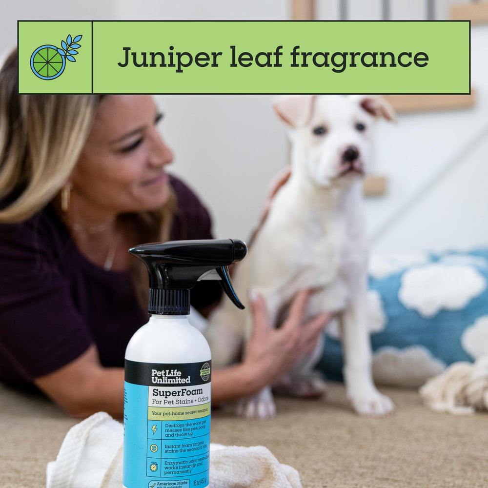 Pet Life Unlimited SuperFoam Spray, seguro para mascotas en hogares mixtos.