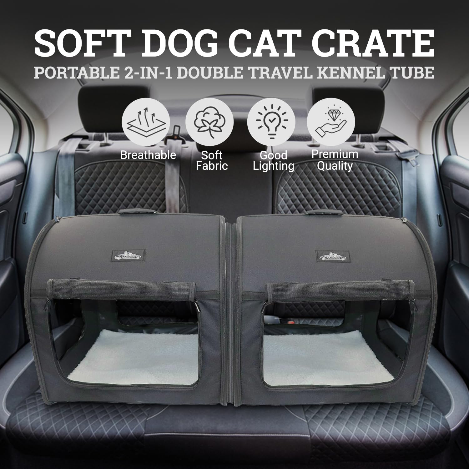 Pet Limousine transportín para coche con cinturón viaje seguro
