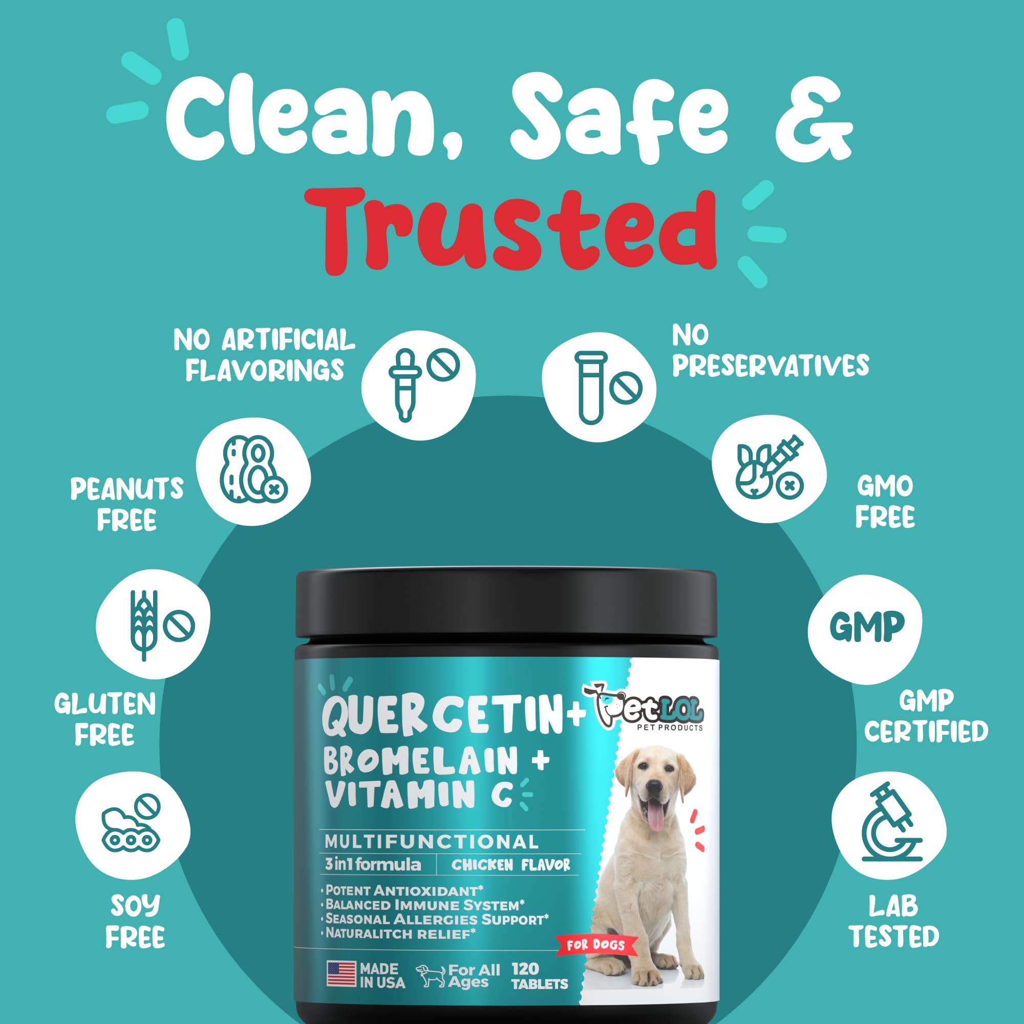 PET LOL Quercetina para perros: sabor suave que agrada a los perros
