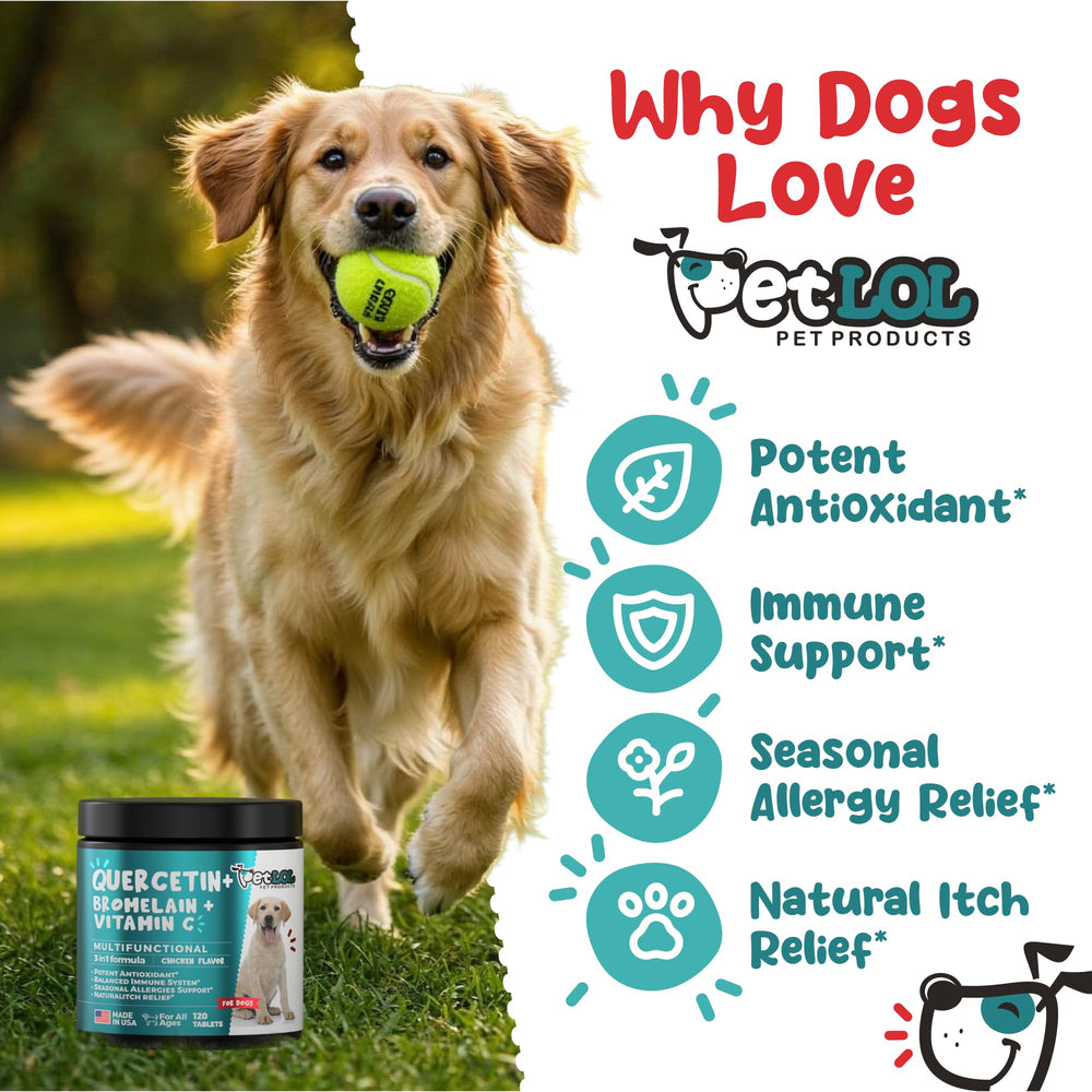 PET LOL Quercetina para perros: vitamina C para apoyo antioxidante