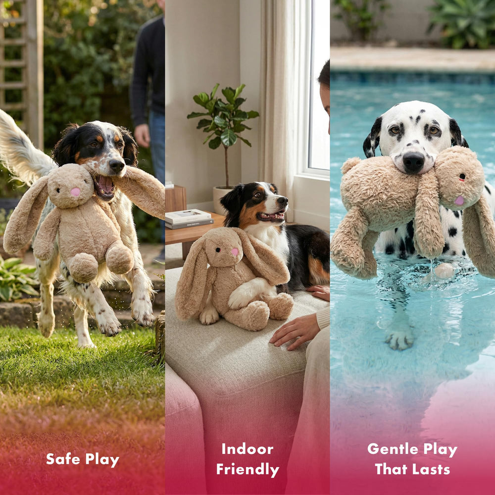 Pet Lou Juguete Conejo Perro Orejas crujientes para estimulación sensorial.