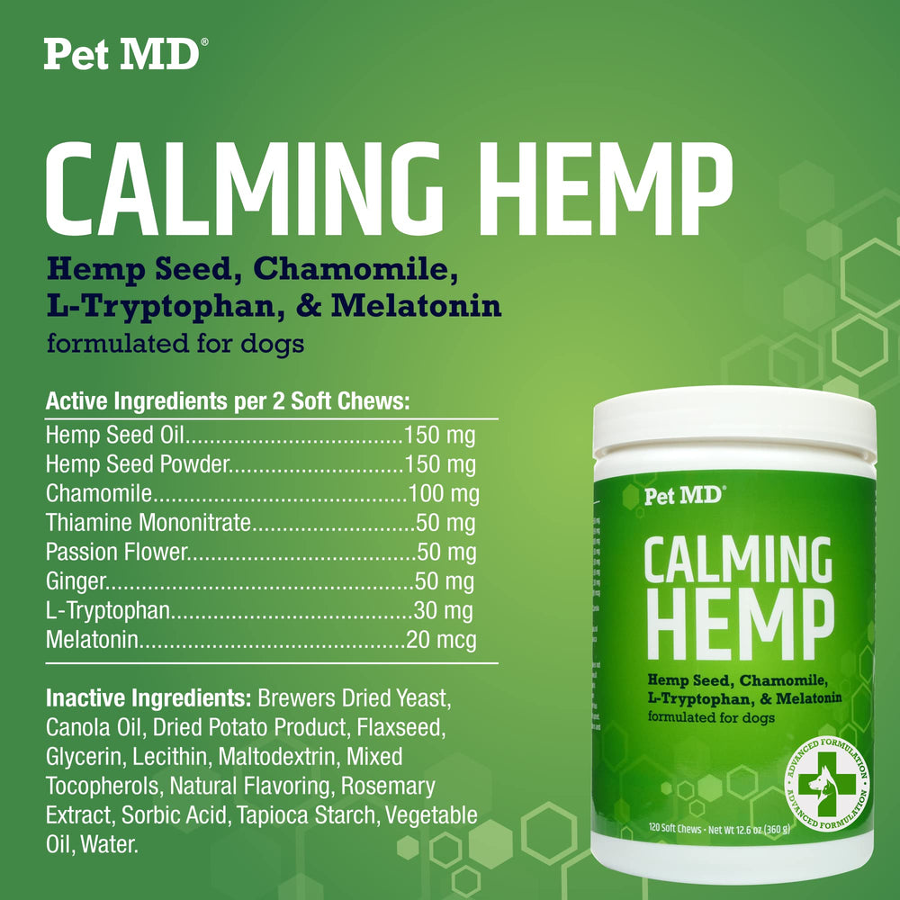 Pet MD empaque 120 unidades: masticables calmantes para uso continuo.