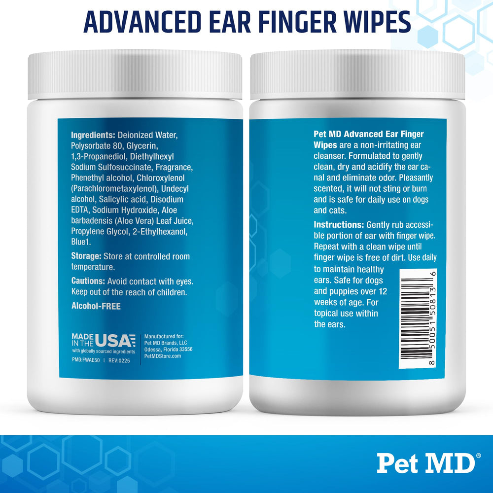 Pet MD: formulación suave para cuidado de oídos de mascotas.