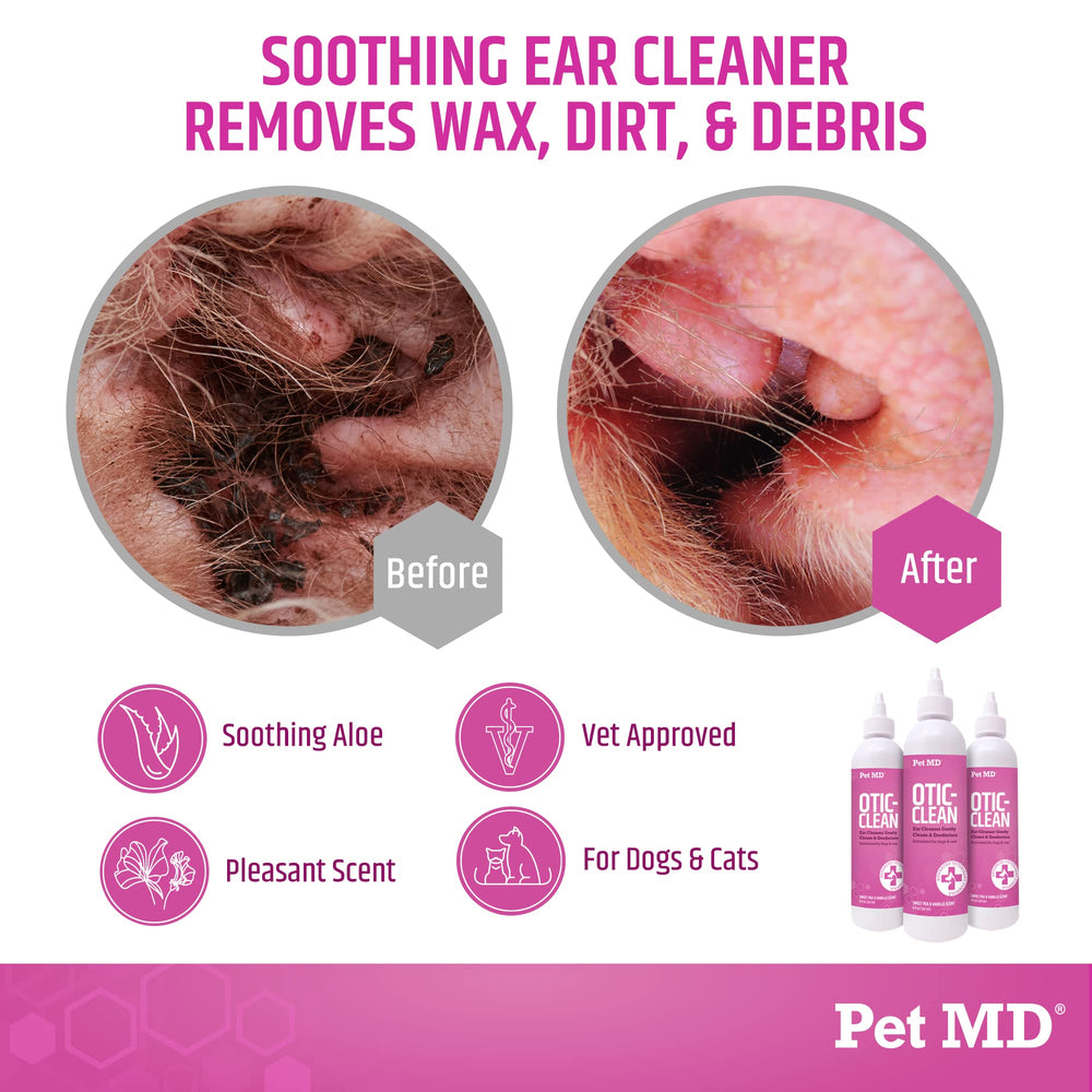 Pet MD Otic-Clean aplicación de gotas para oídos de forma suave