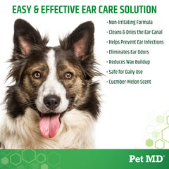 Pet MD Otic Clean envase de 8 onzas para uso diario