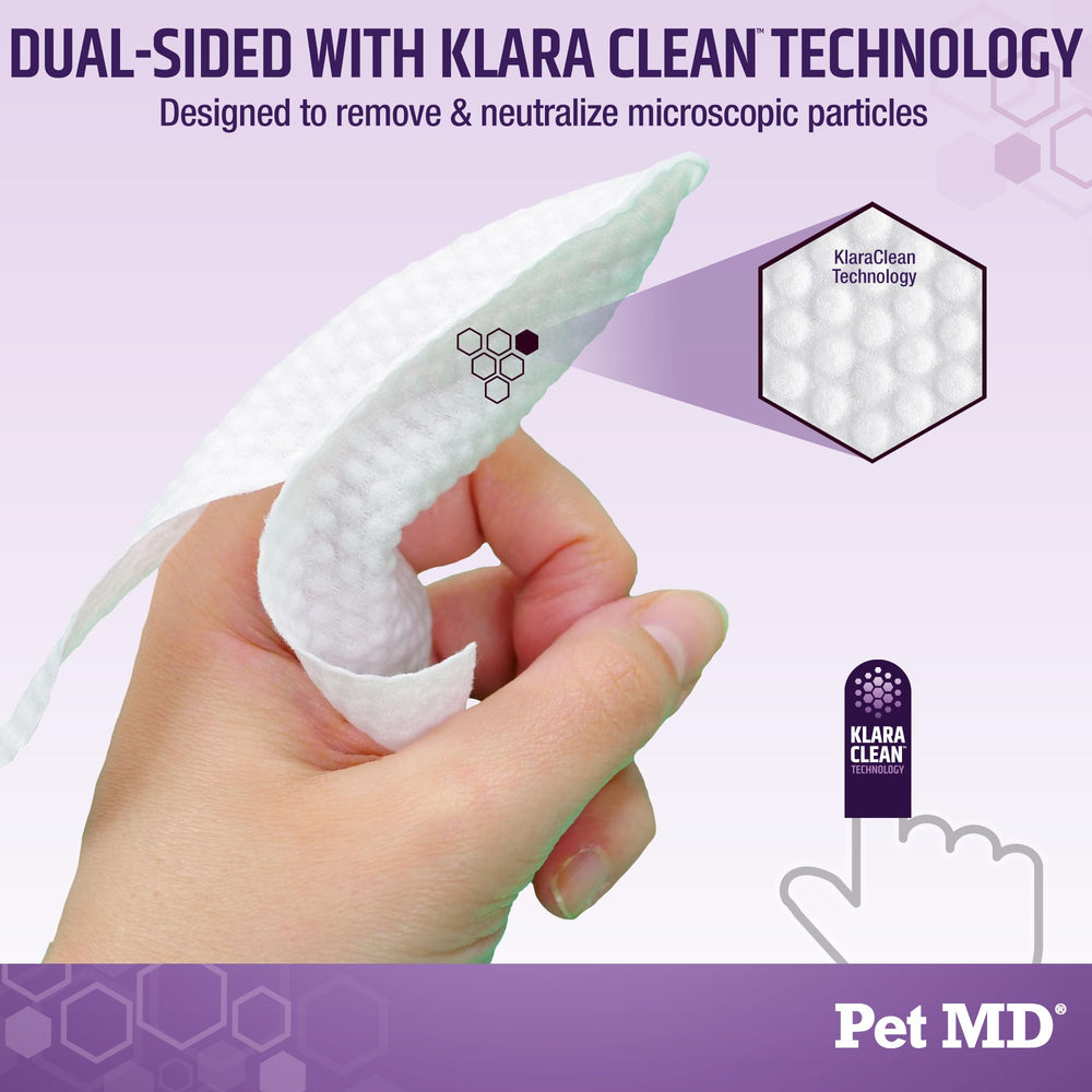 Pet MD Tris Ear Wipes, uso diario práctico.