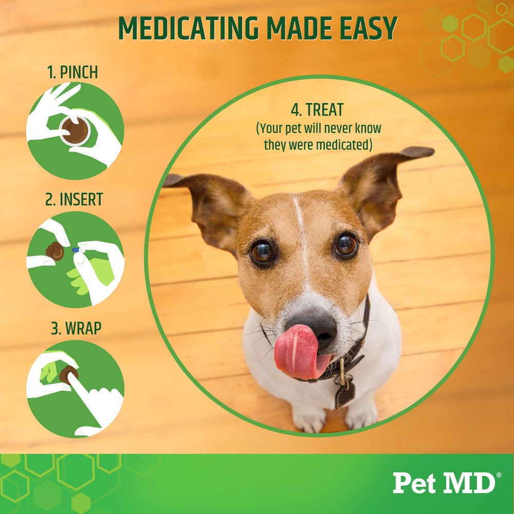 Pet MD envoltura con dosificación ajustable para cualquier pastilla en casa.