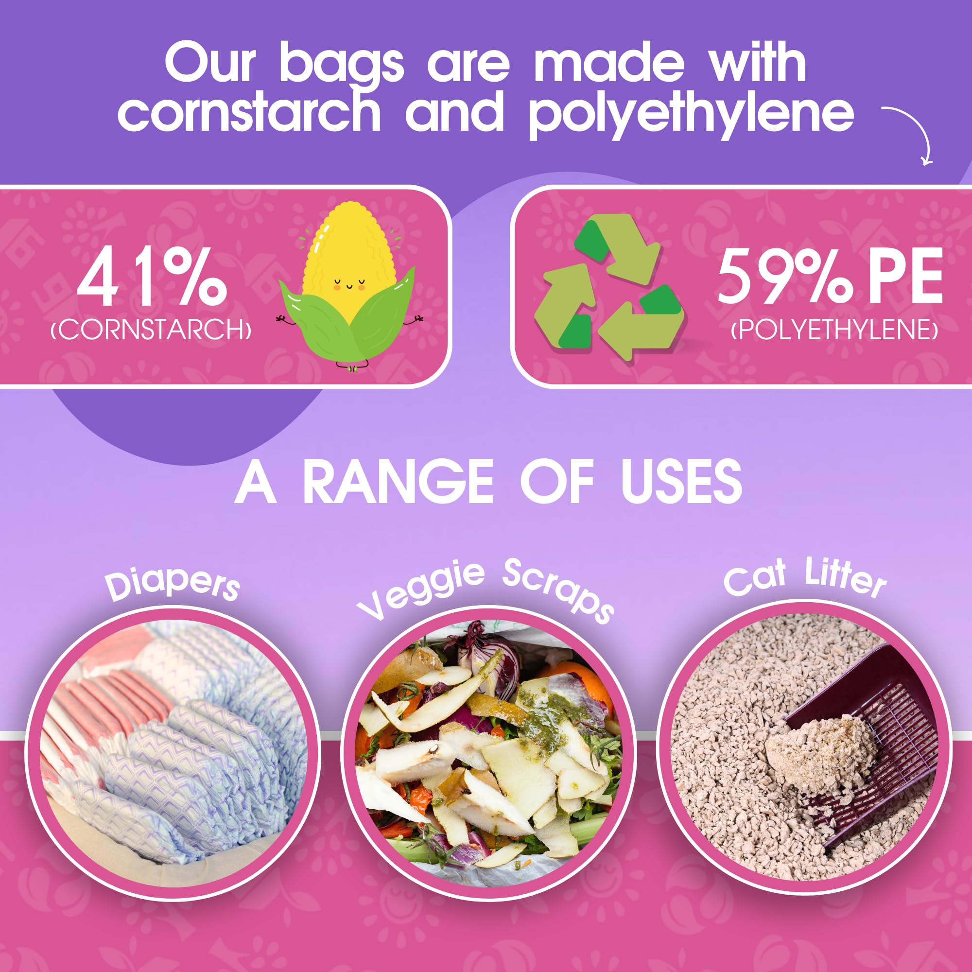 Bolsas Pet N Pet basadas en plantas y PE para uso diario responsable