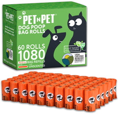 Bolsas PET N PET para desechos de perro, paquete de 1080, duraderas y fáciles de usar.