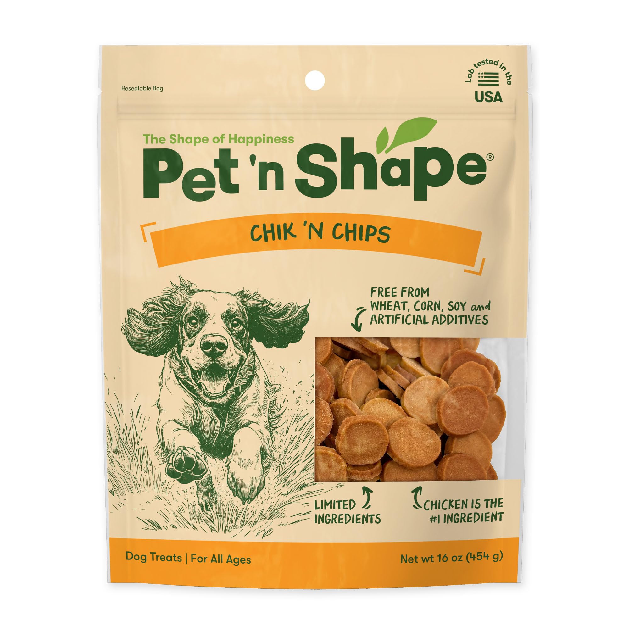 Pet 'n Shape Chik 'n Chips, empaque resellable para conservar frescura entre usos