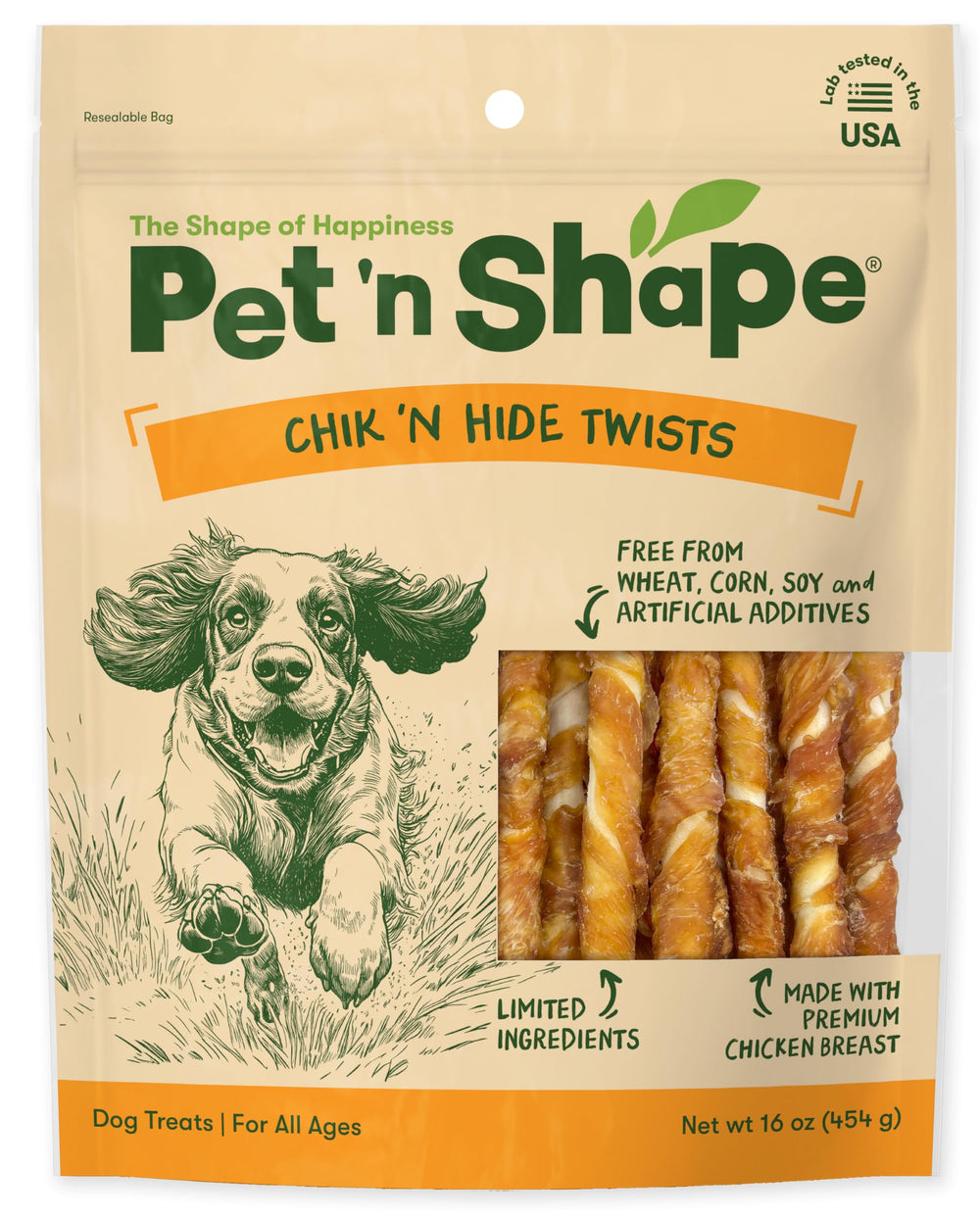 Pet n Shape Chik n Hide Twists con cierre hermético para frescura sostenida