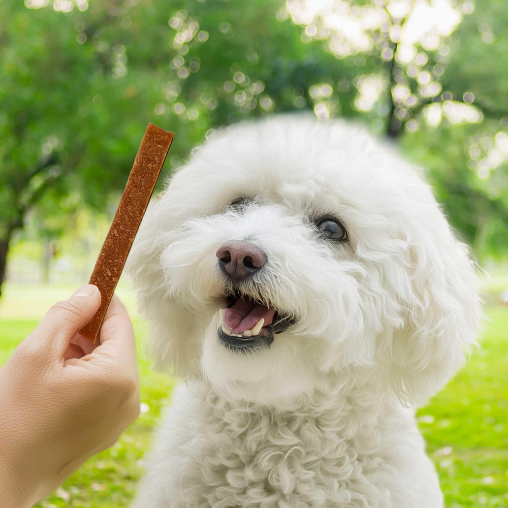 Pet 'n Shape Tiras de Cordero, empaque con cierre para mantener la frescura.